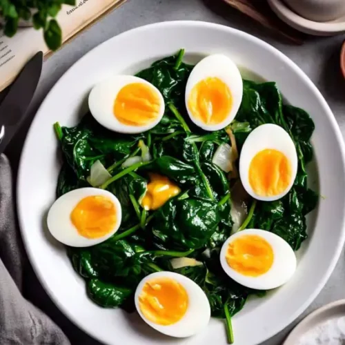 spinach with boiled eggs