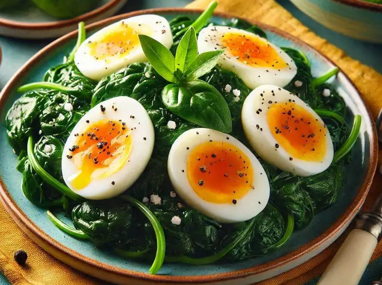 spinach with boiled eggs recipe