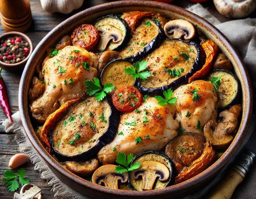 chicken eggplant mushroom casserole