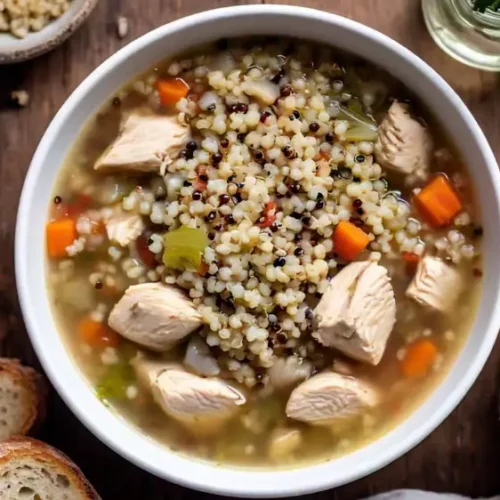 grains products in chicken soup