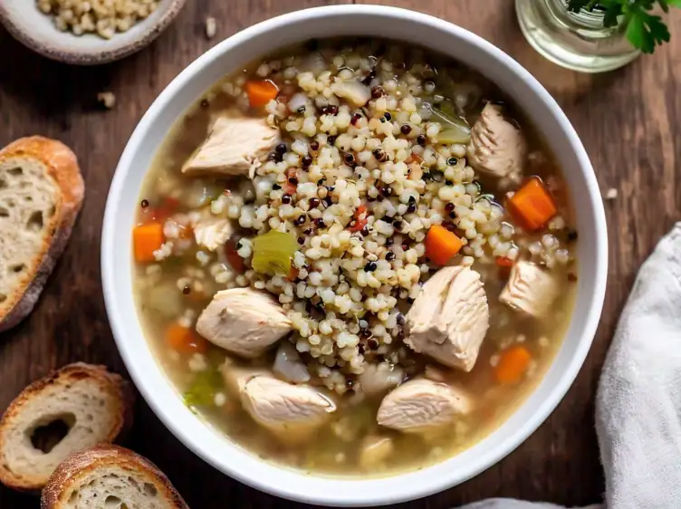 grains products in chicken soup