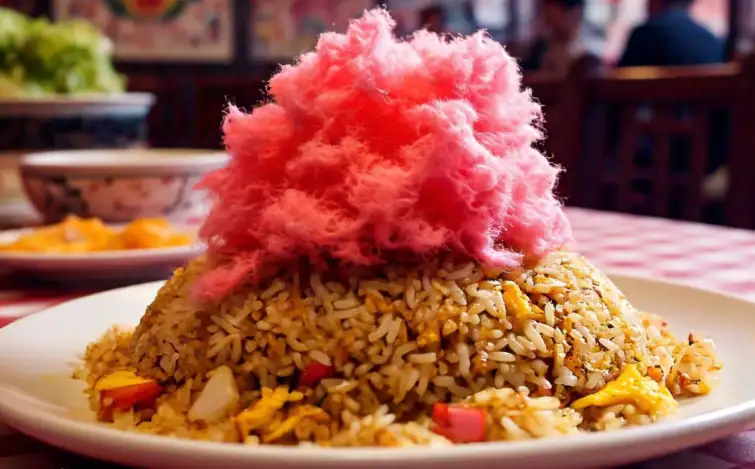 sweet floss over fried rice