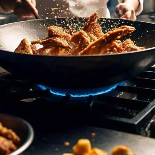 wok and frying wings