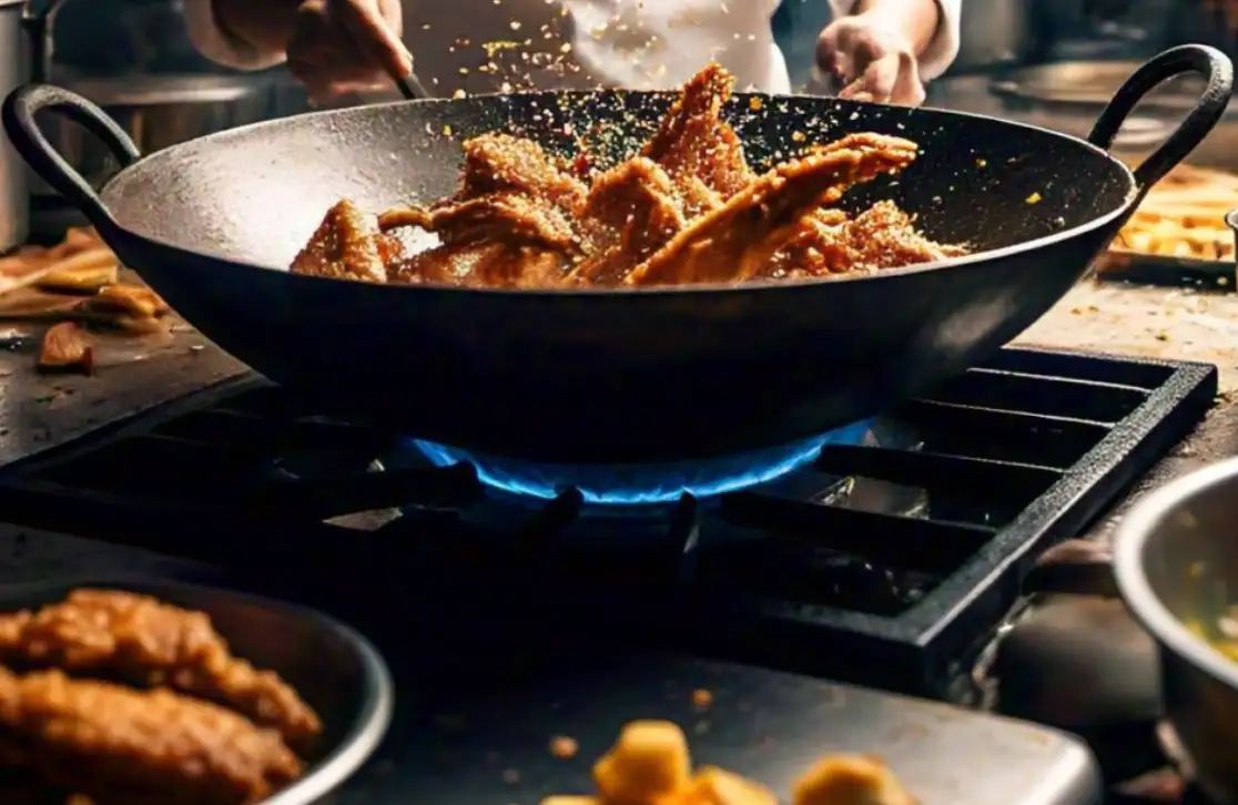 wok and frying wings